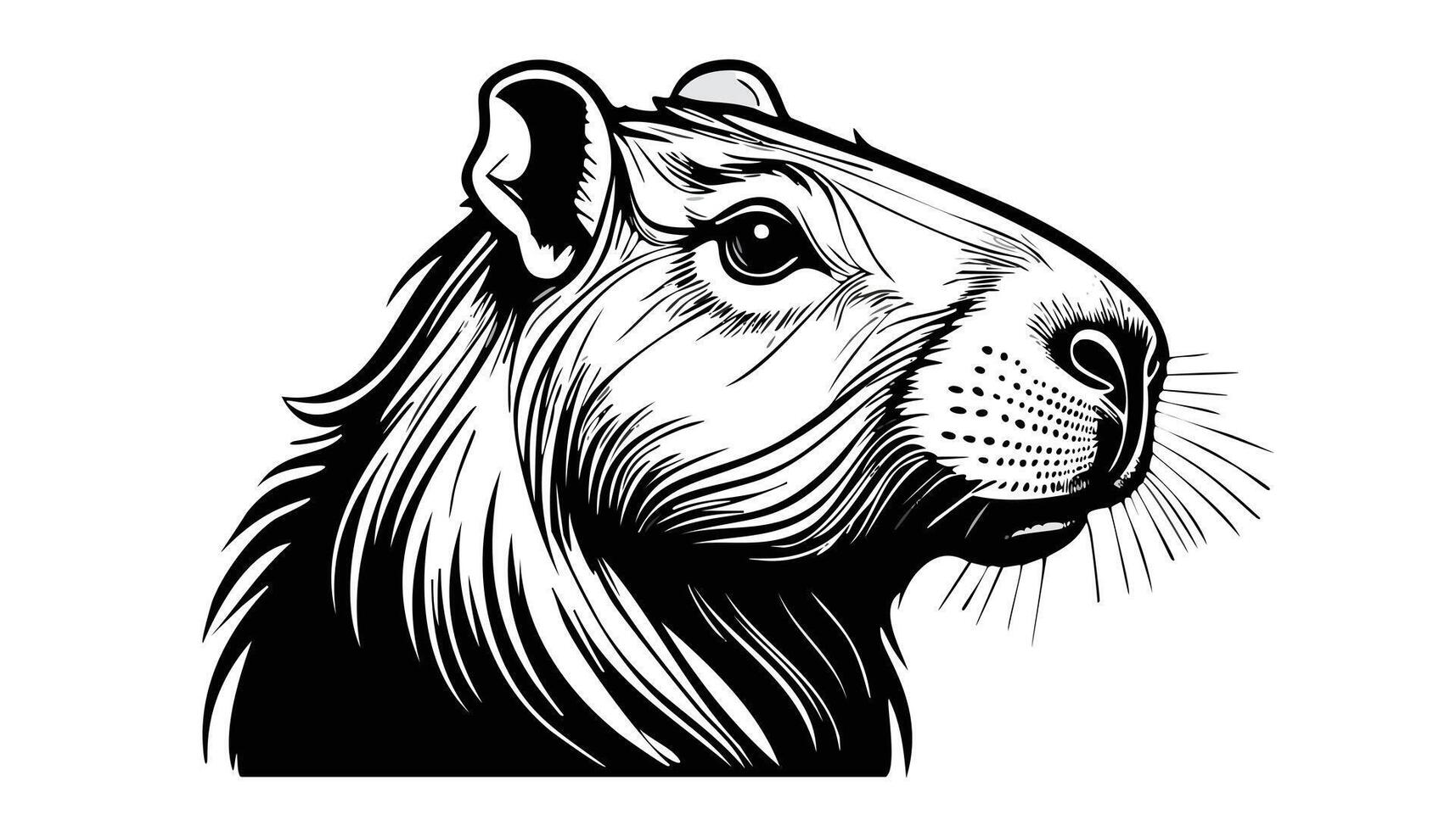 Capybara Head Sketch Style - Animal Face Portrait vector