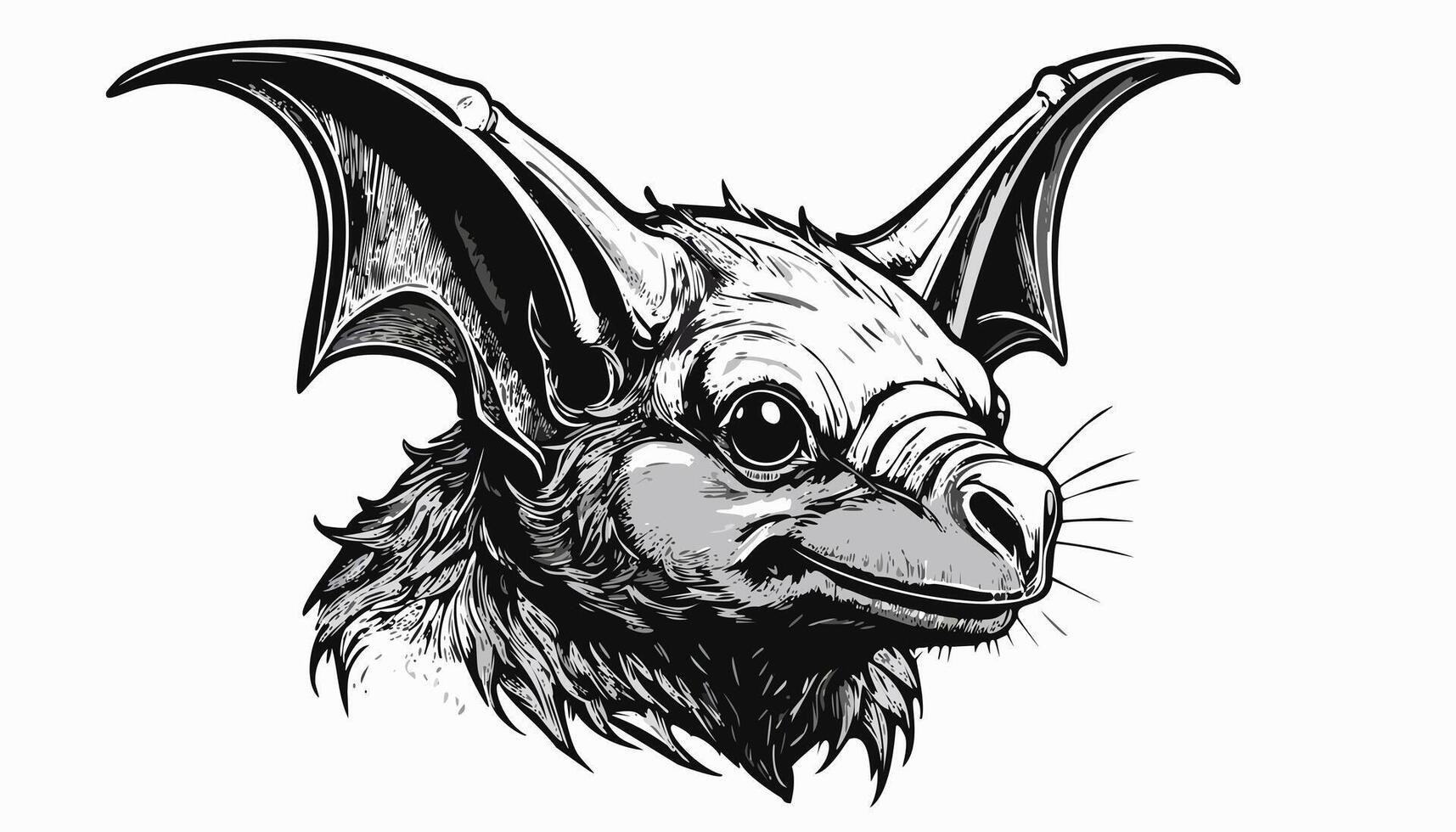 Bat Head Sketch Style - Animal Face vector