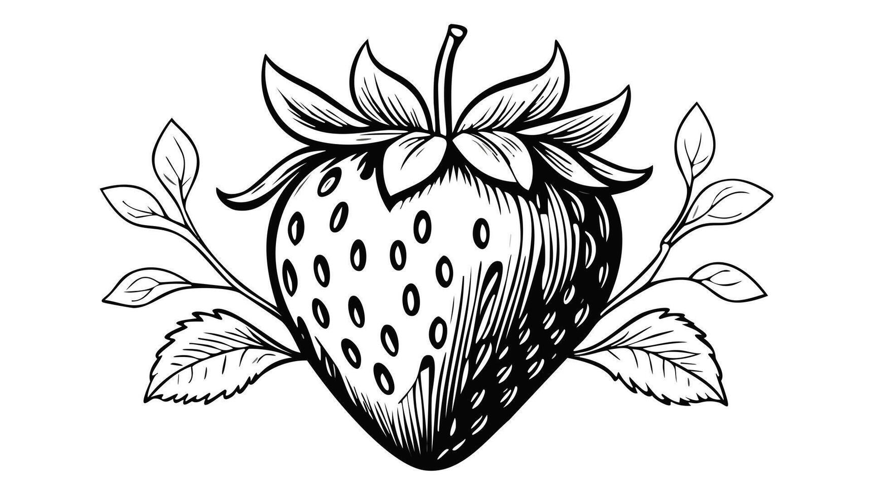 Strawberry Fruit in Sketch Style - Poster Card vector