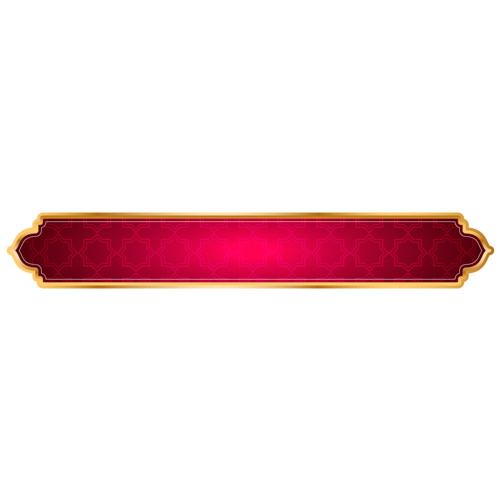 Luxury golden red islamic royal title frame arabic style text box banner clipart png