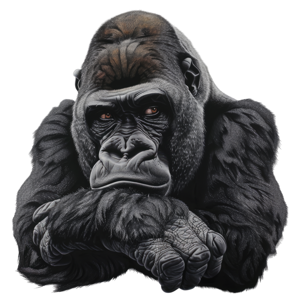 Gorilla thinking deeply png