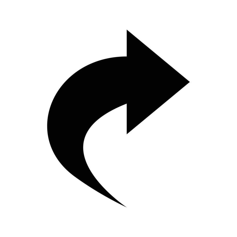 curved arrow, modern black curved arrow icon illustration vector
