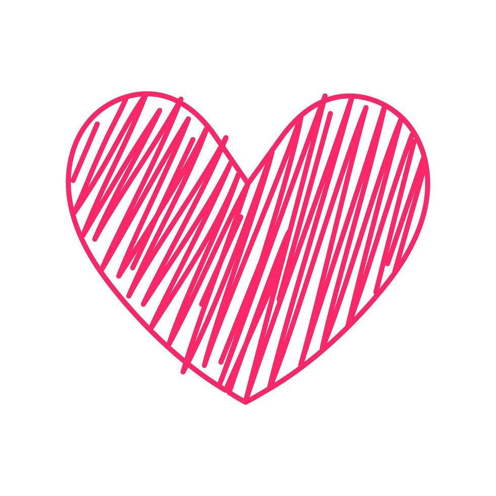 Pink Scribble Heart Icon Illustration vector