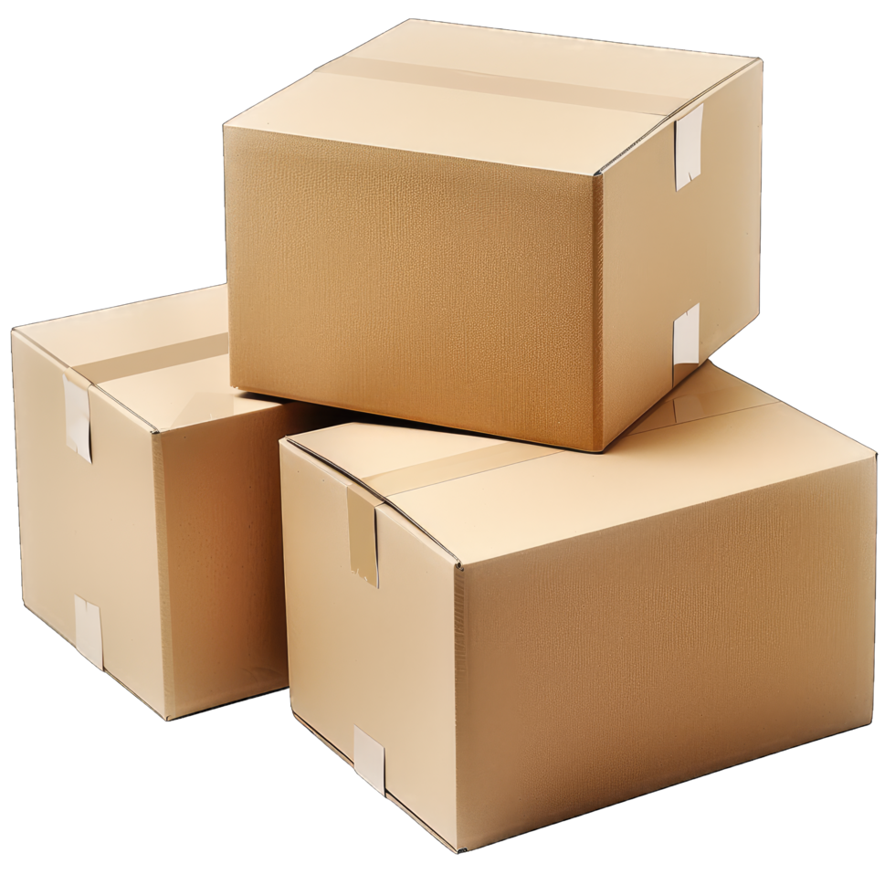 Three cardboard boxes stacked on top of each other png