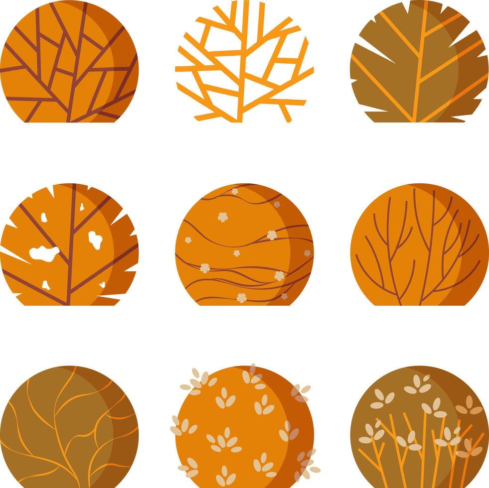 autumn season bushes illustration set vector