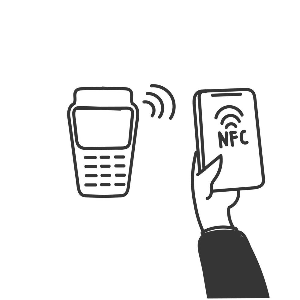 mobile and edc pos nfc doodle vector