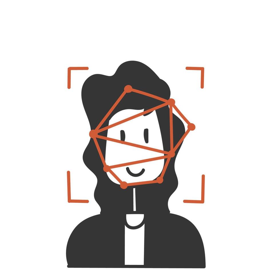 a woman with a face mask and a line drawn around her vector