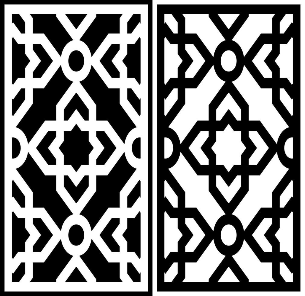 a black and white pattern with geometric shapes and a design. vector