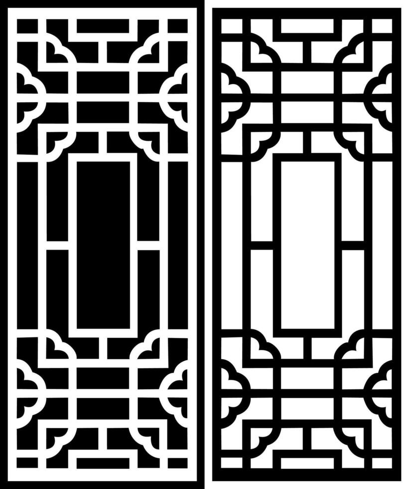 square pattern decorative screen panel, top and bottom variations with seamless flowers vector