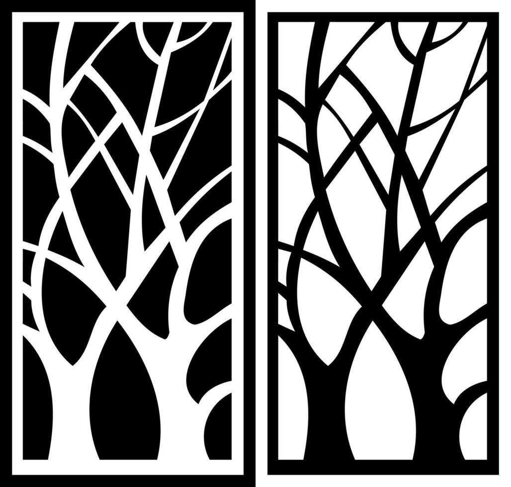 black and white decor panel motif just a tree trunk growing upwards with some branches vector