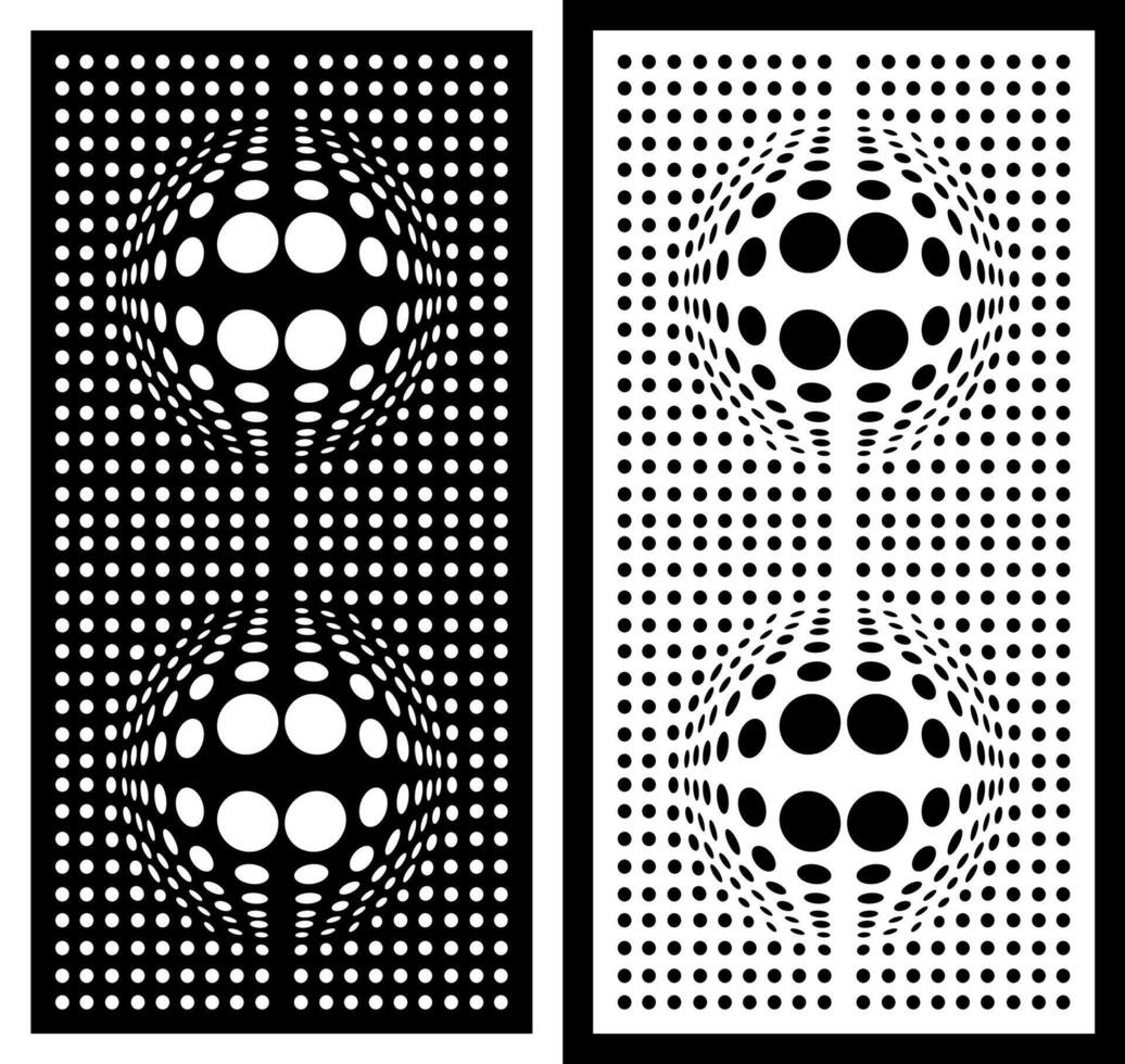 a series of black and white geometric designs with circles and dots. vector