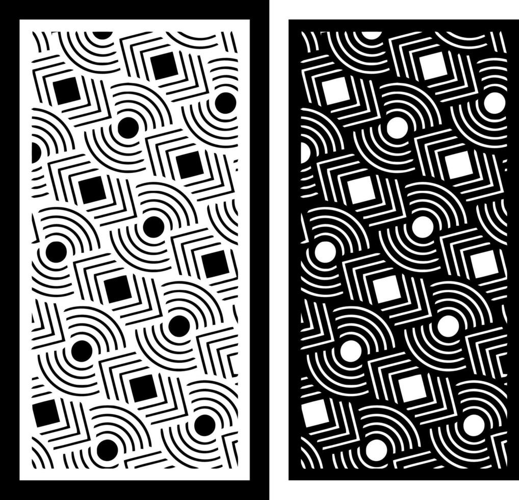decorative screen panel circular line pattern variations with triangular lines vector