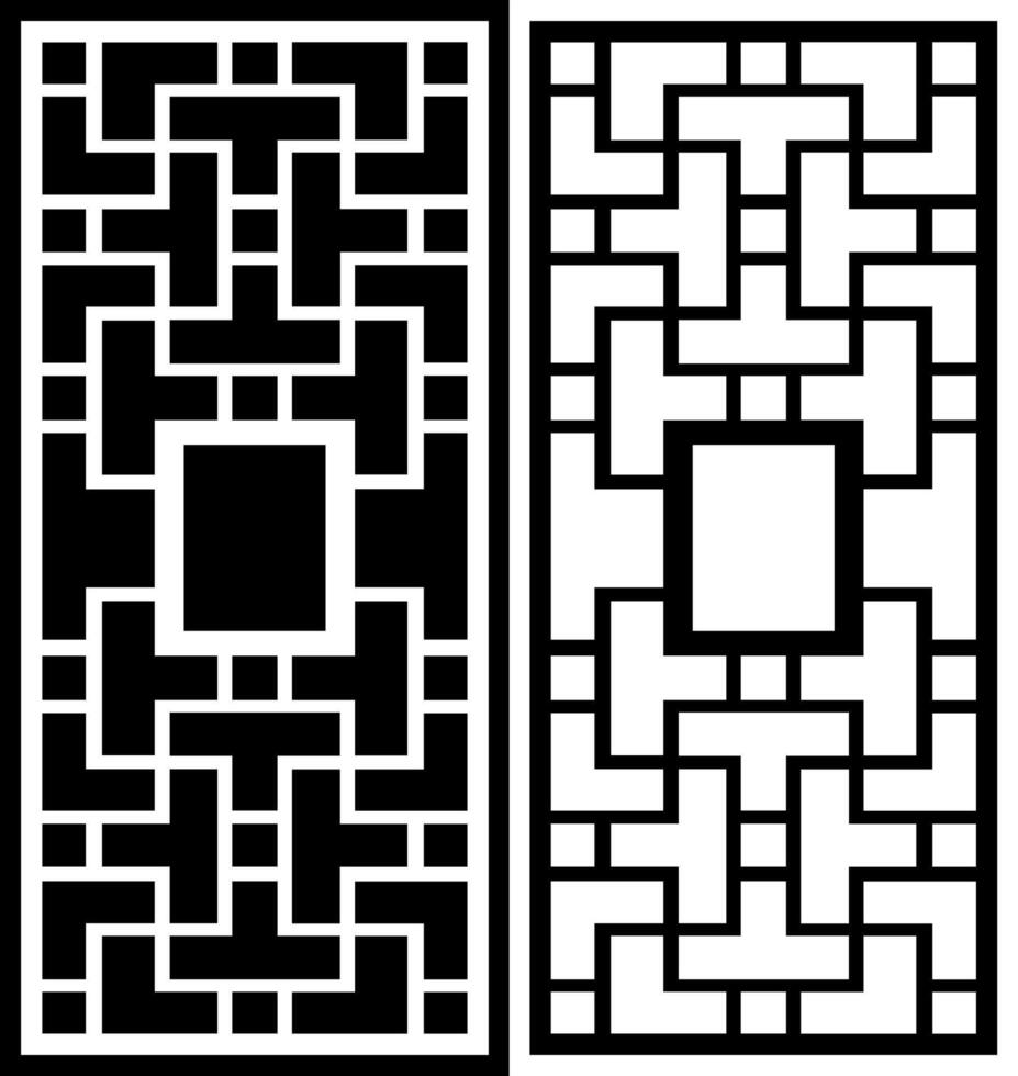 geometric square laser cutting panel motif for window vector