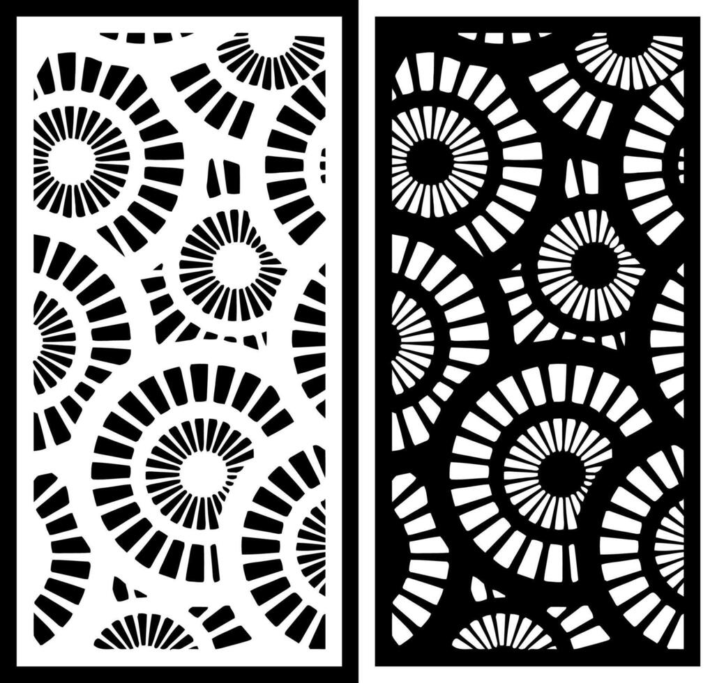 decorative screen panel abstract small large circle pattern with stripes in the center vector