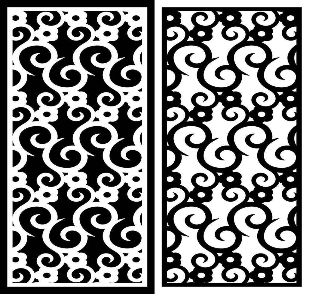 two black and white frames with a pattern of swirls. vector