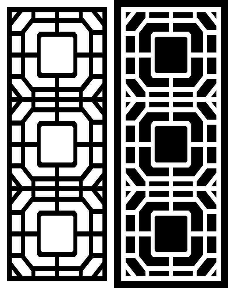 three black and white geometric designs with a white background. vector