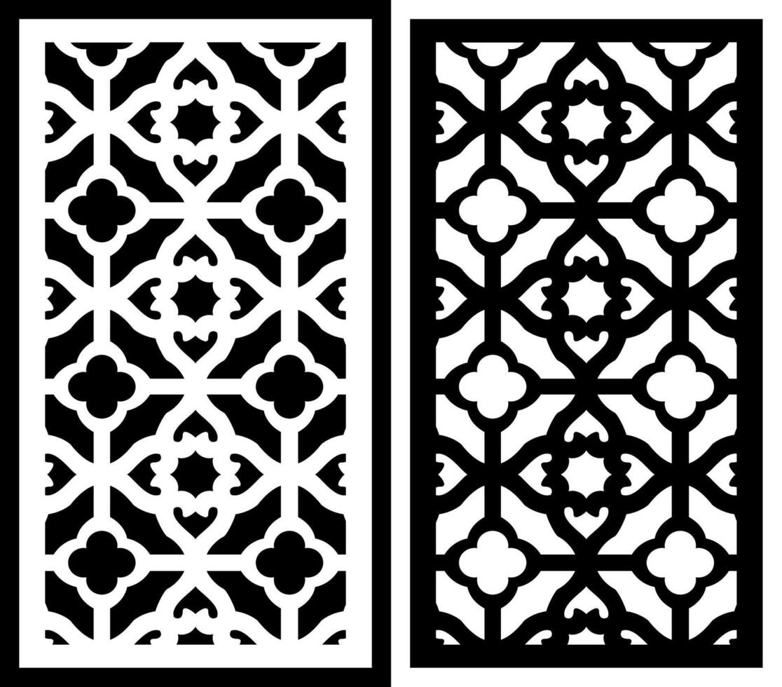 a black and white design with a white flower design vector