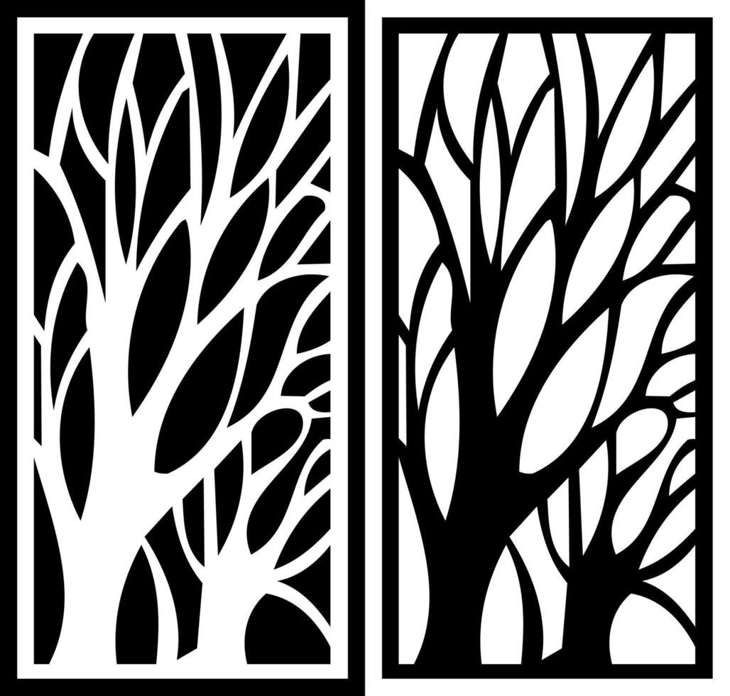 two black and white trees are shown in a black and white image. vector