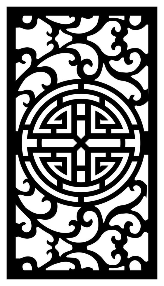 a black and white pattern with a design in the center. vector
