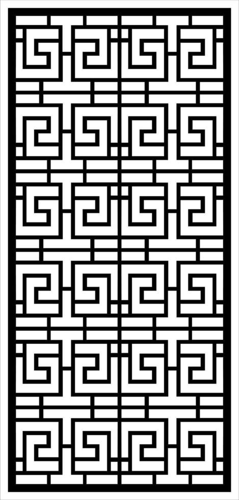 a black and white geometric pattern with a design in the middle. vector