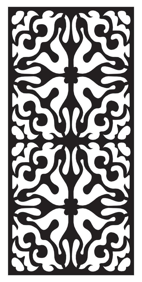 a black and white rug with a pattern of a motif. vector