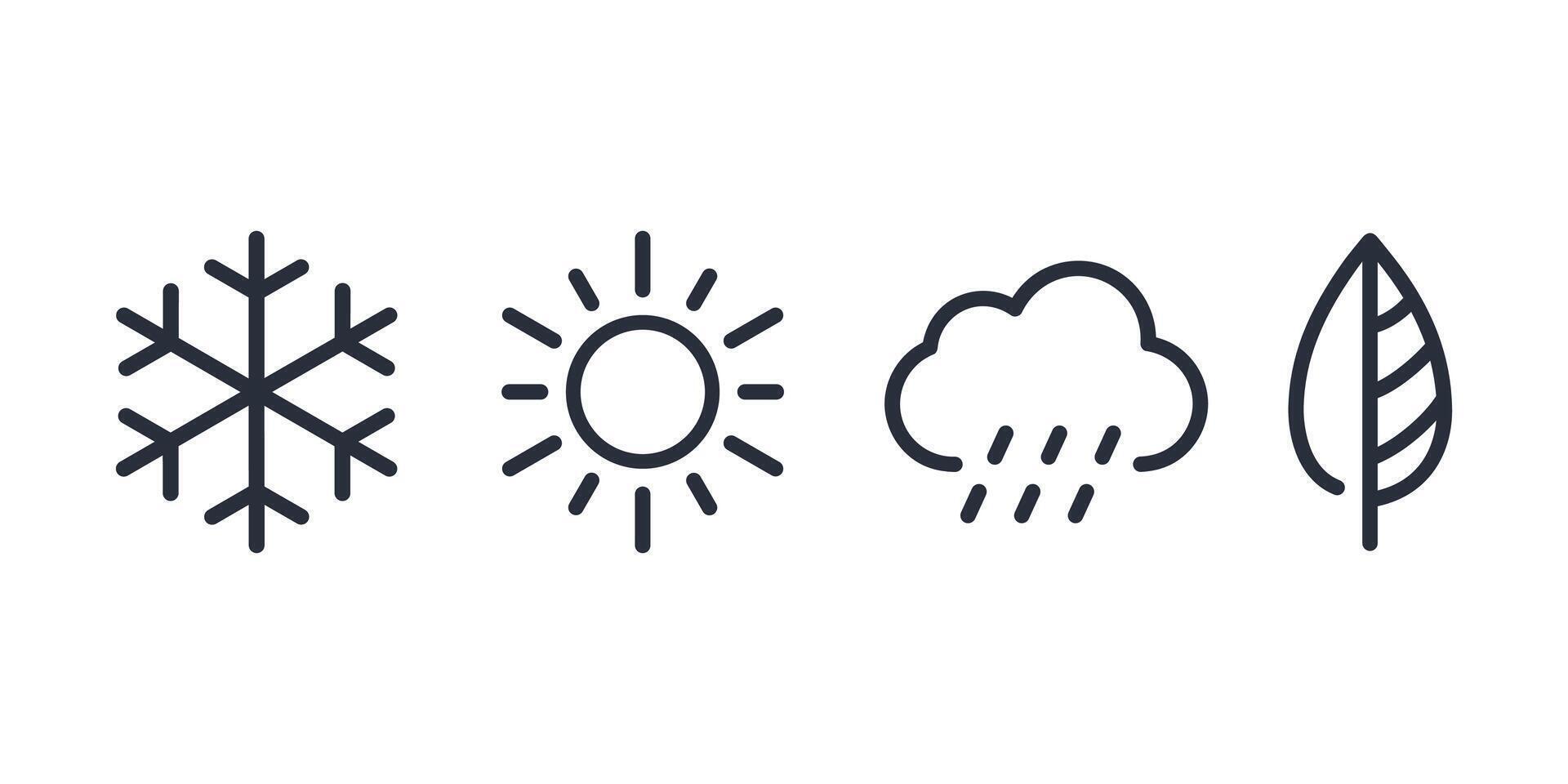 Seasons Summer, Winter, Spring, and Autumn icons. Weather icon set vector