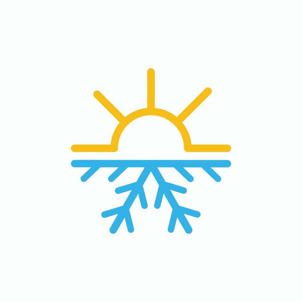 Hot and cold symbol. Sun and snowflake icon. Summer and winter icon vector