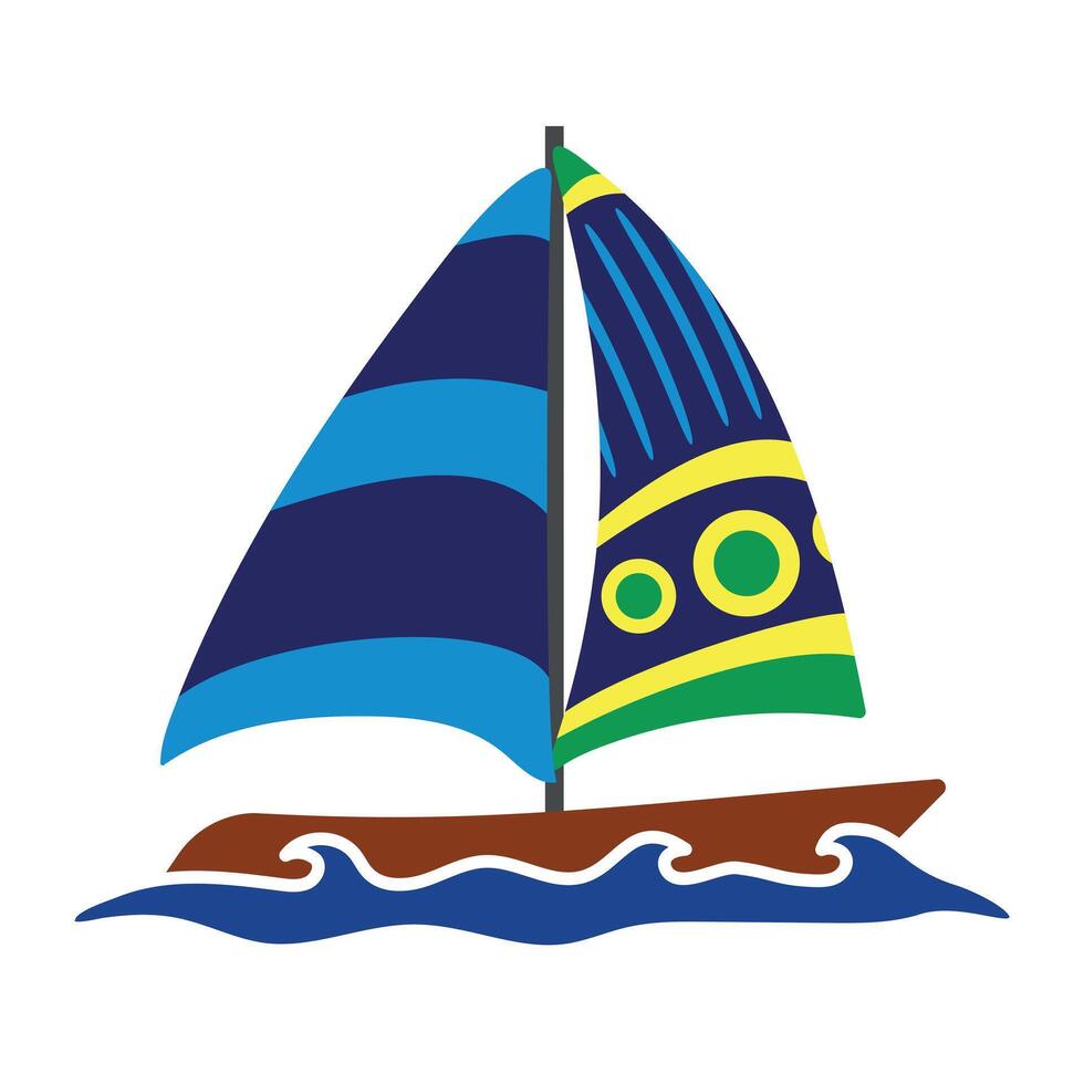 Sail Boat illustration with artistic sails. vector