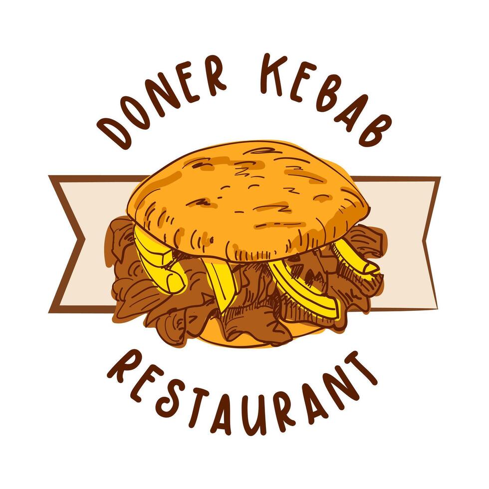 Logo design for doner kebab shop, isolated on white background. Premium Quality Emblems. vector