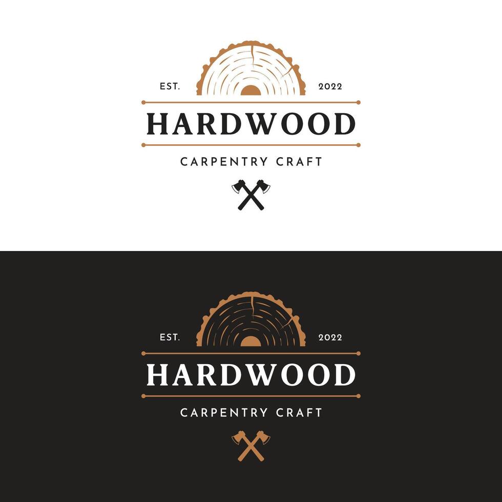 vintage retro wood and wood tools logo template.Logo design for carpenter ,old badge,furniture. vector