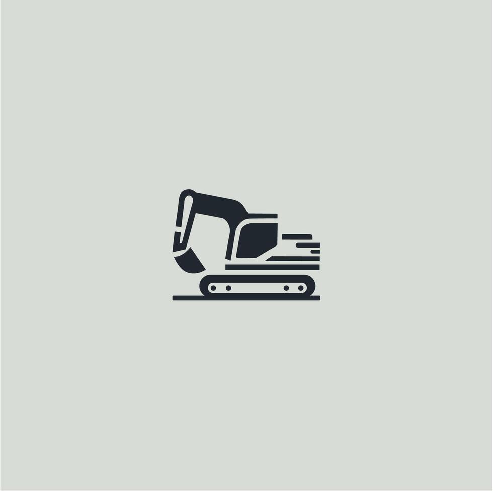 transport excavator icon logo industrial business vector