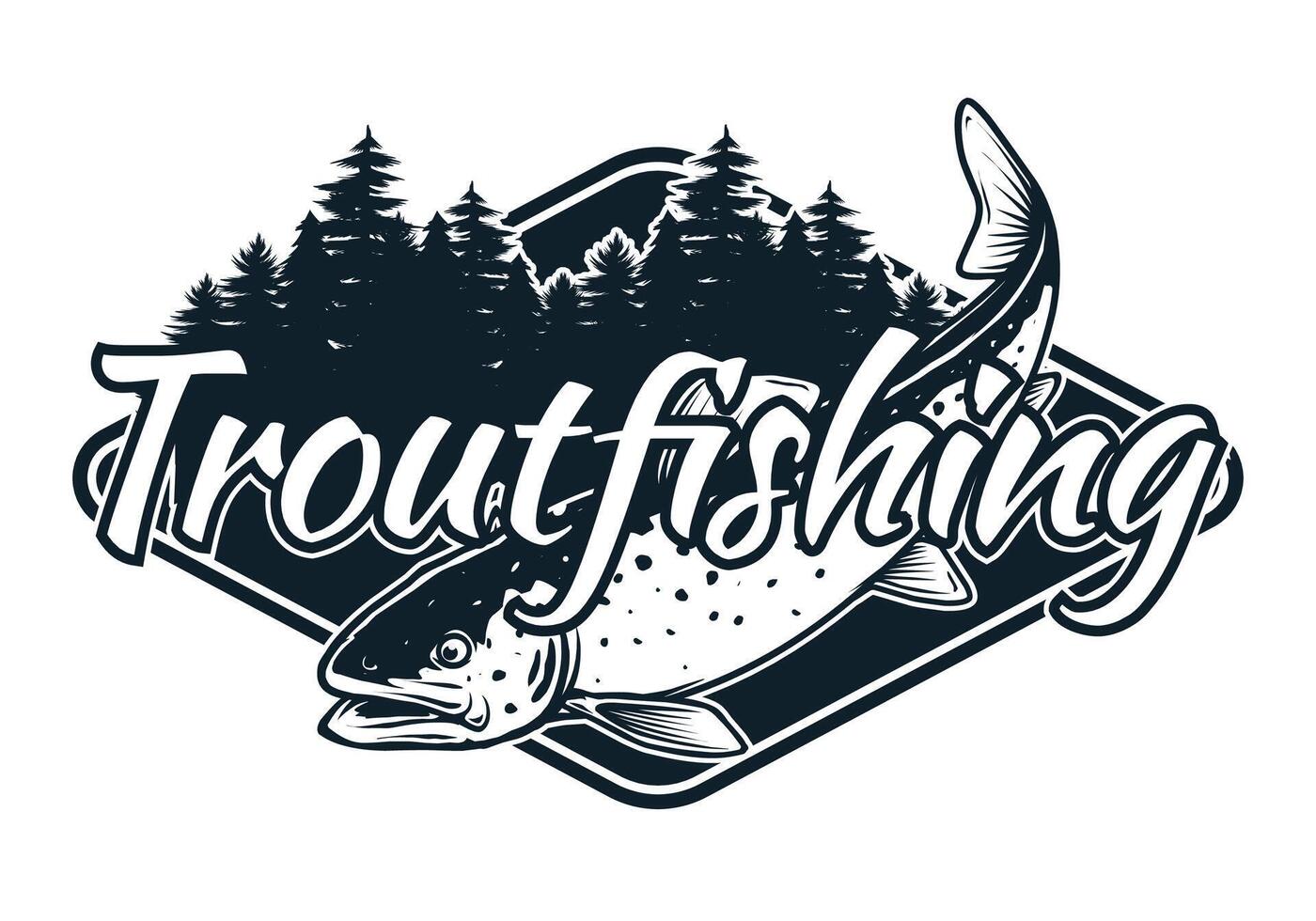Trout fishing badge design vector