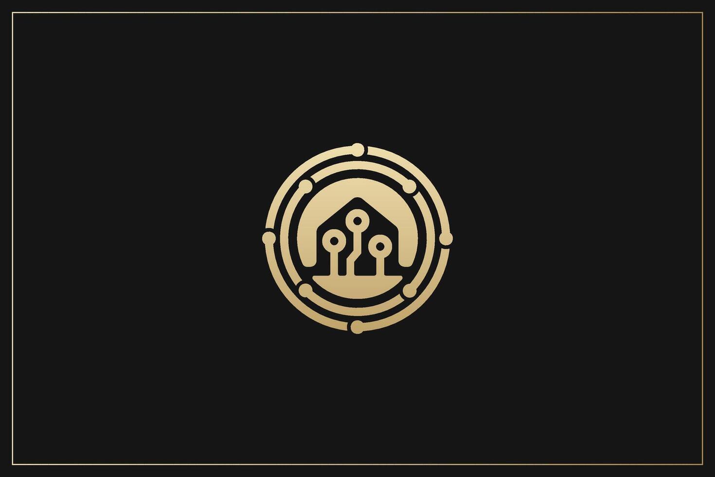 Tech Line Home Building Logo Modern Structure vector