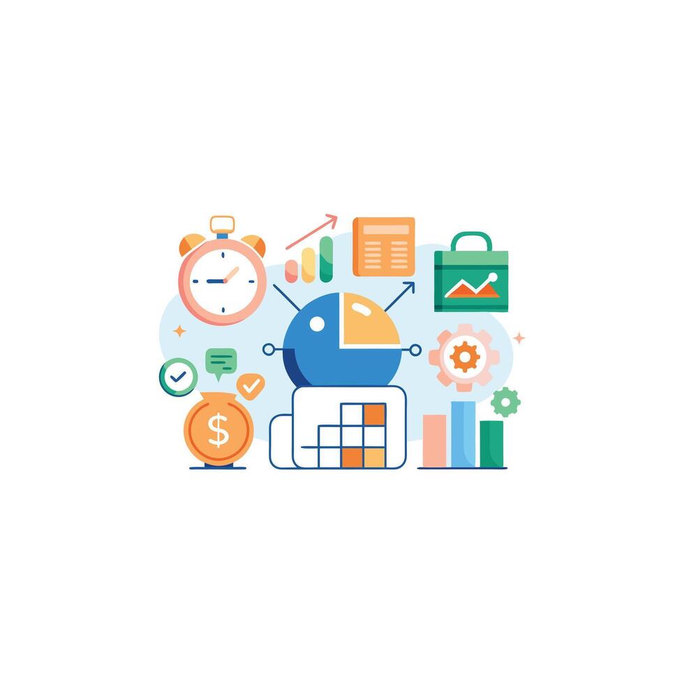 Flat design modern illustration concept of time management, time management, business planning, financial report and strategy. vector