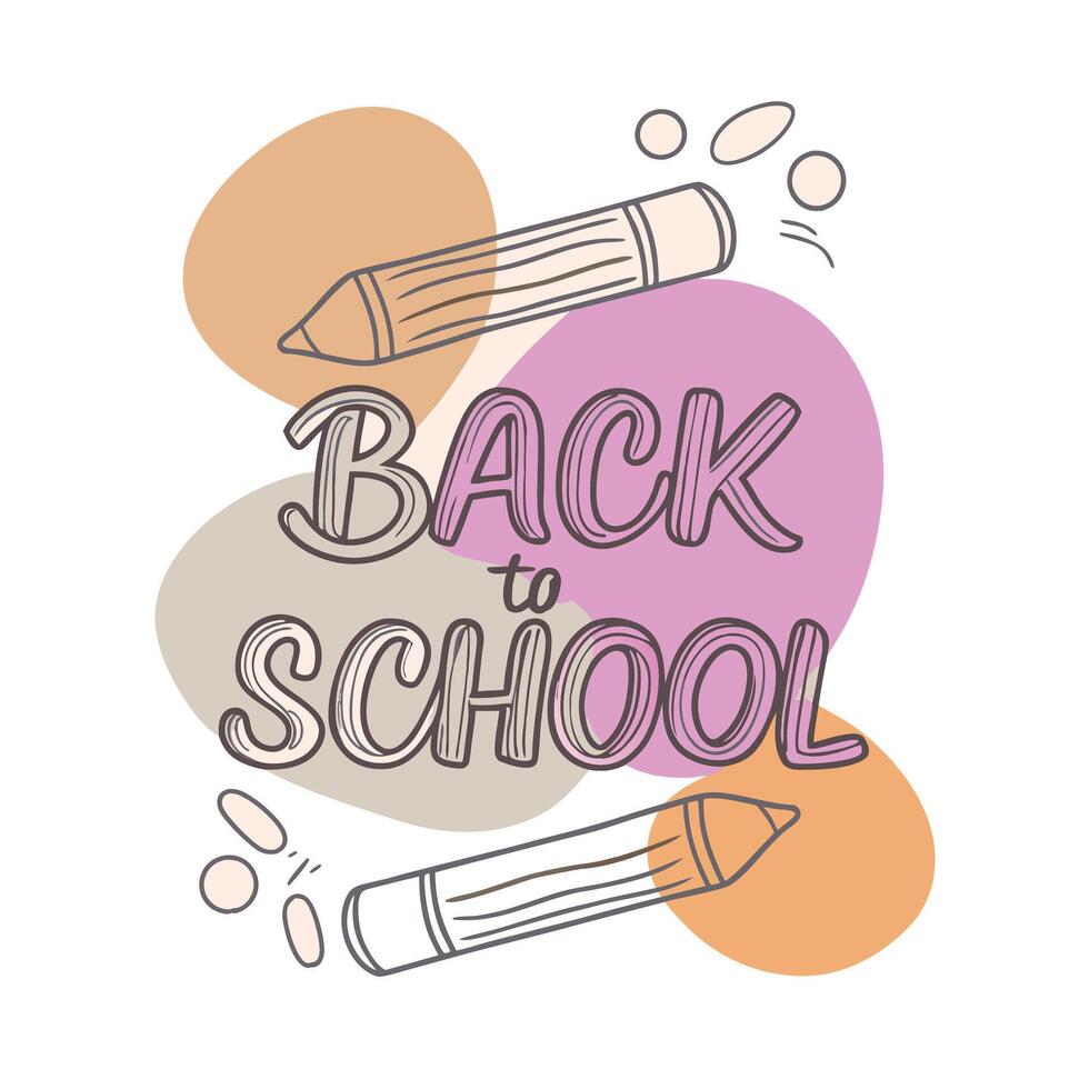 Back to school lettering with crayons. illustration. vector