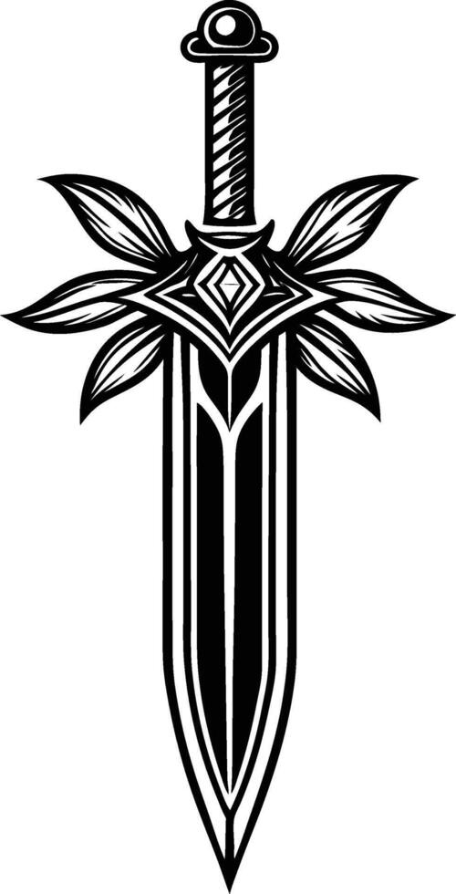 Sword icon. Black and white illustration of sword icon for web vector