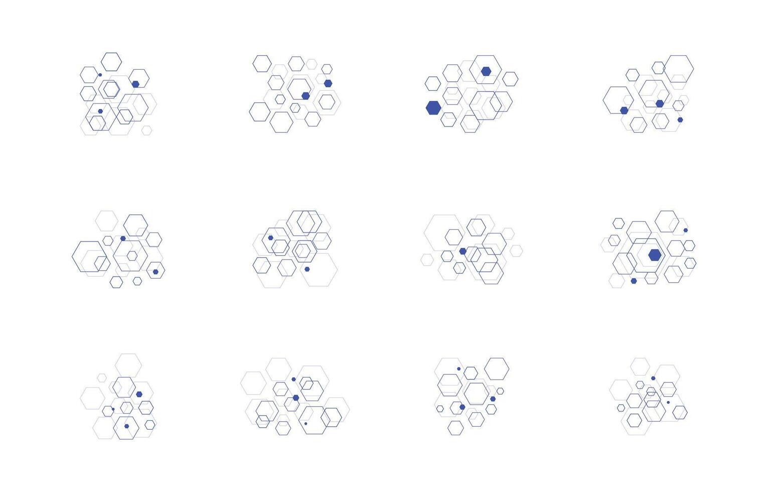 Abstract Line Pattern Hexagon Decoration Element, Graphic Element Set. Illustration vector
