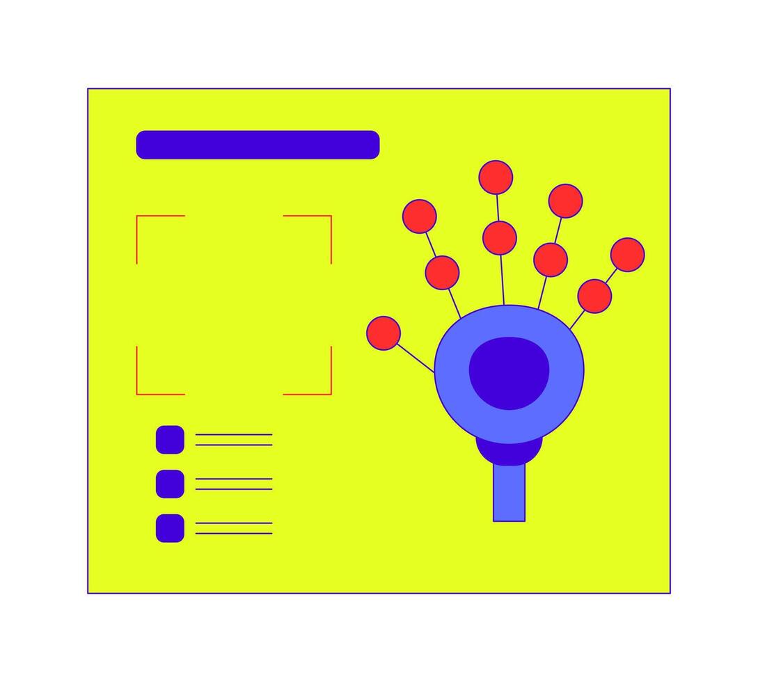 Handprint biometrics 2D cartoon object. Scanning palm interface isolated flat element white background. Authorization identity identification. Digital scanner access color spot illustration vector