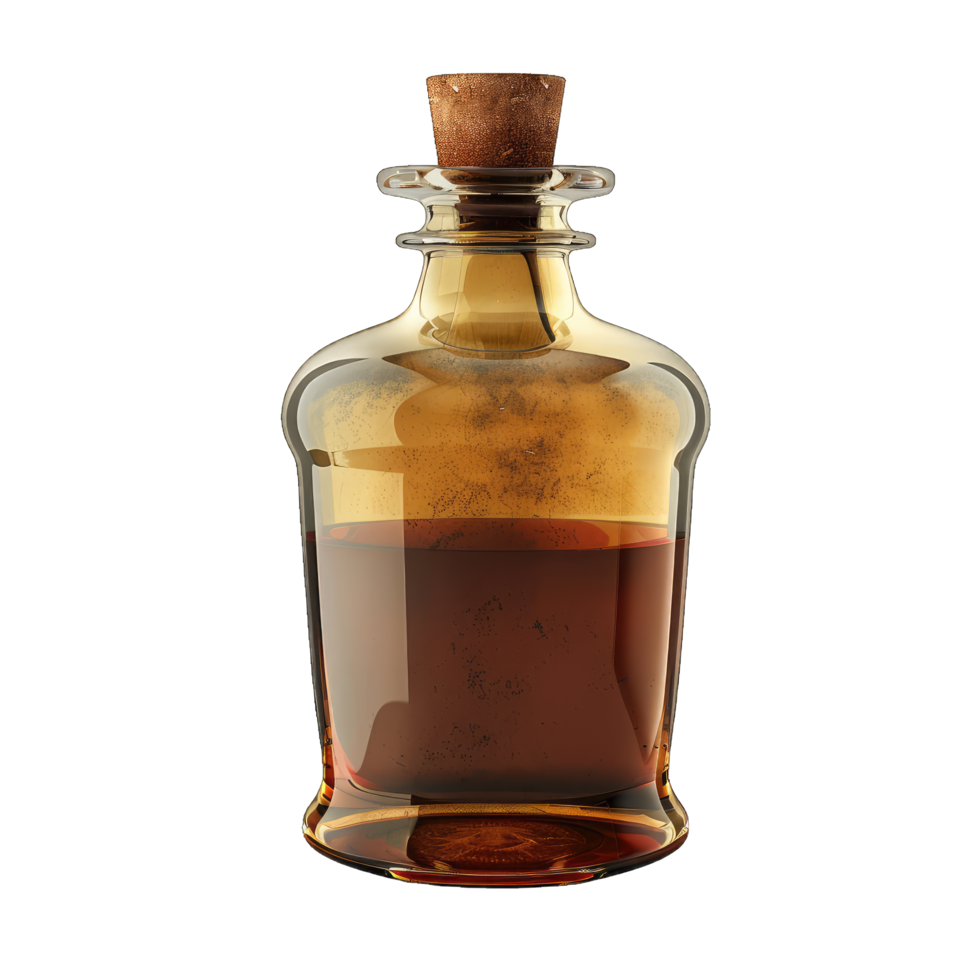 A bottle of whiskey with a cork on the top png