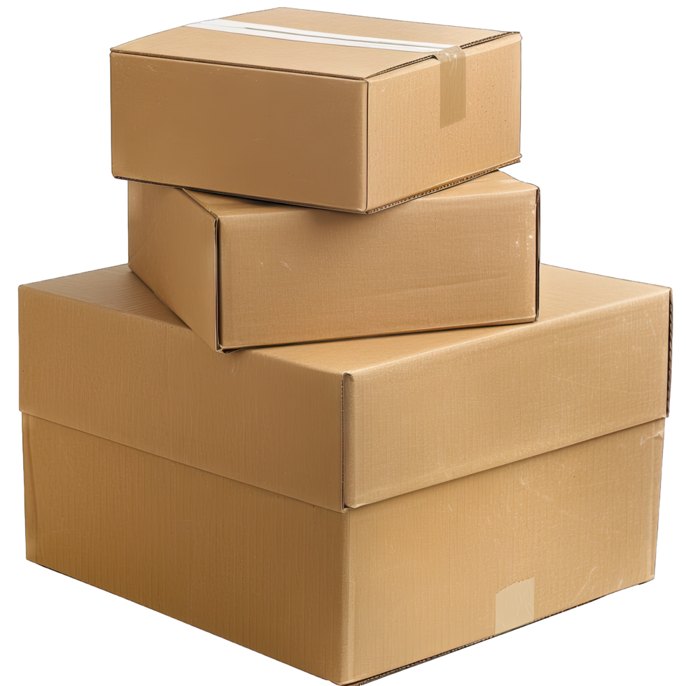 Three cardboard boxes stacked on top of each other png