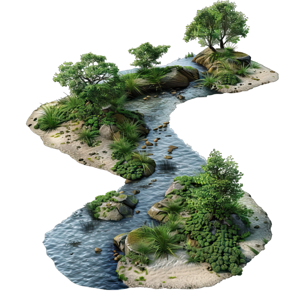 A small island with trees and water png