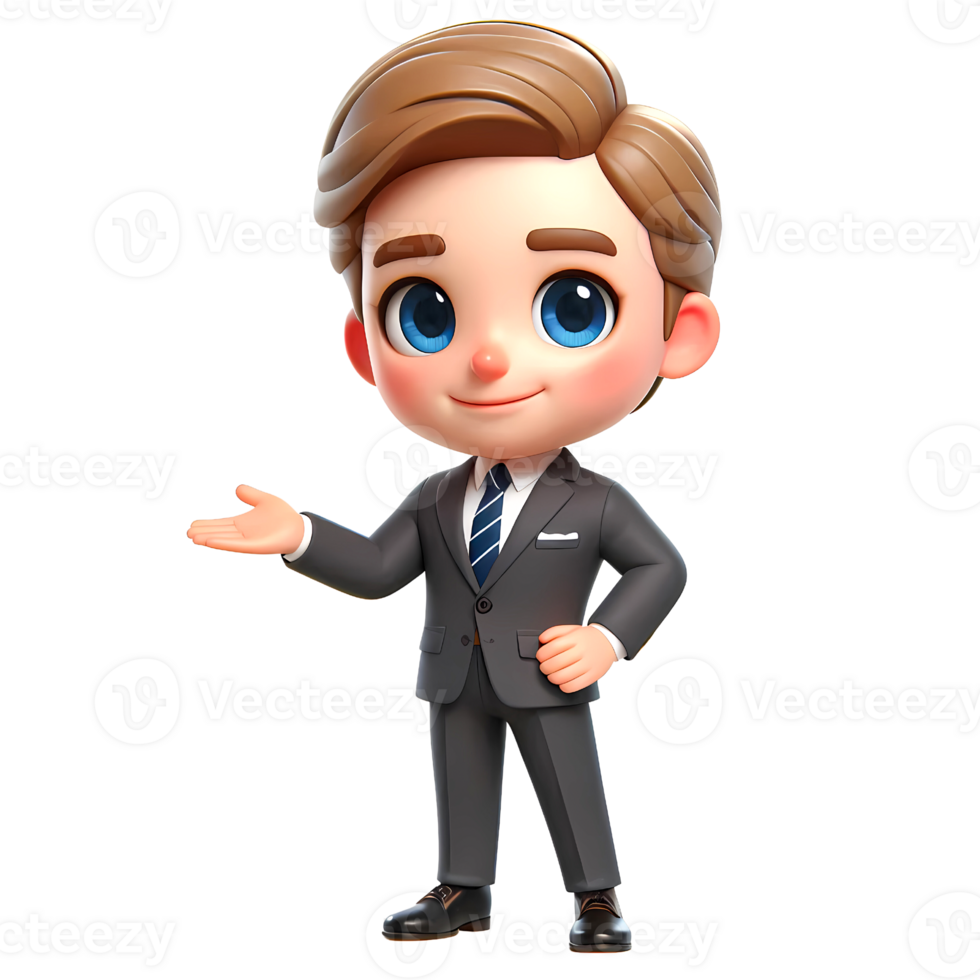 Cartoon businessman making a presenting pose png