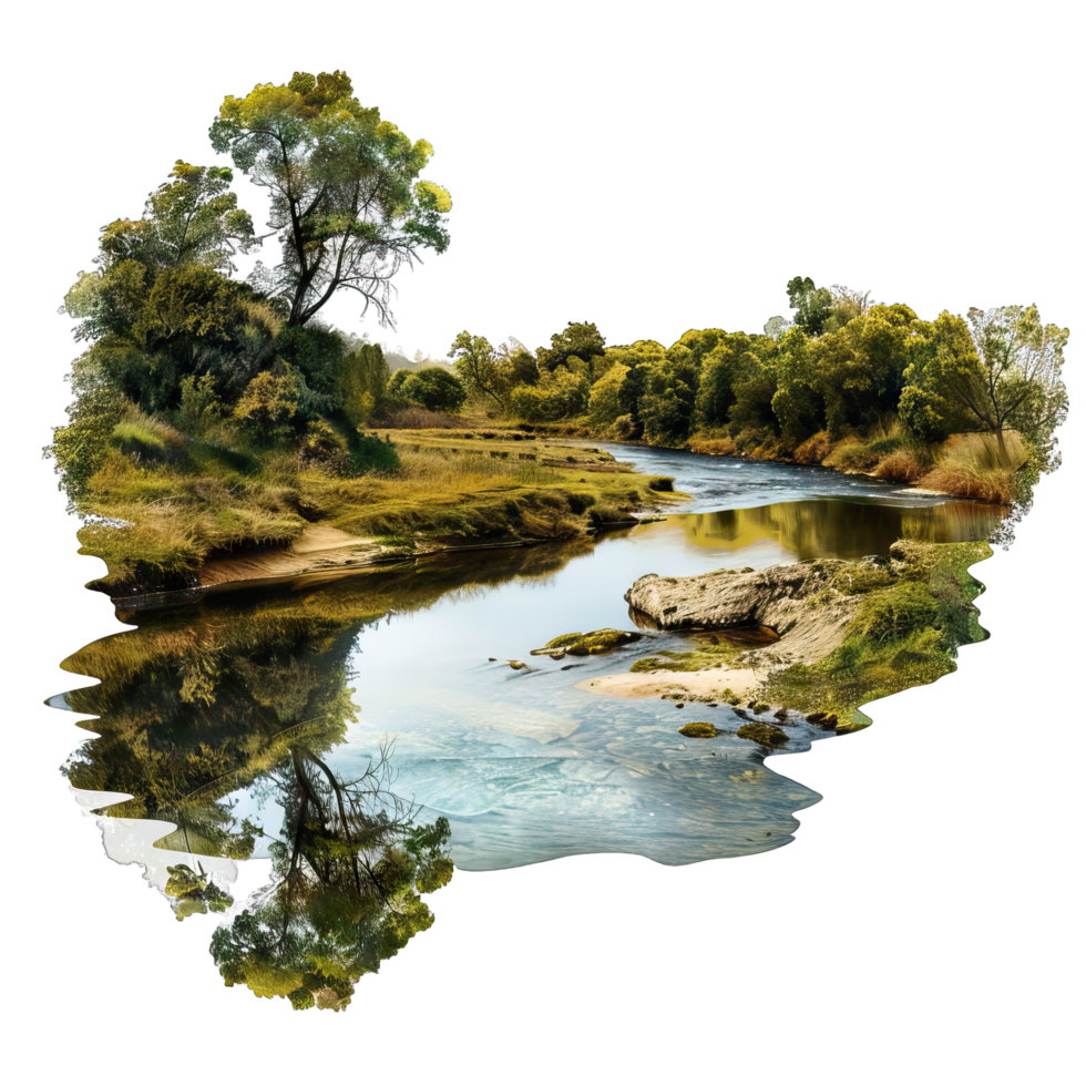 A river with trees and grass in the background png