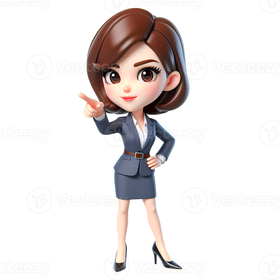 Cartoon businesswoman pointing finger to indicate something png