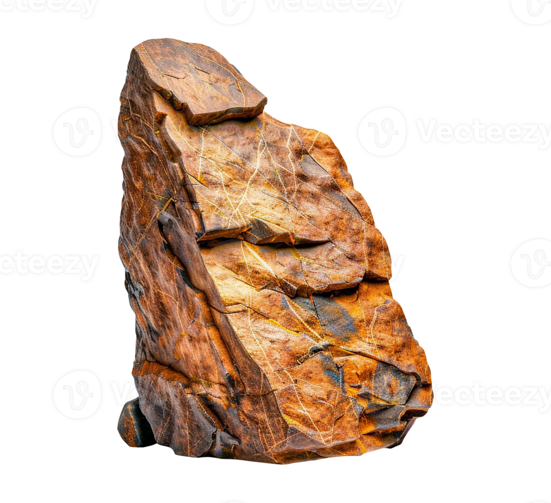 golden color rock and stone isolated png