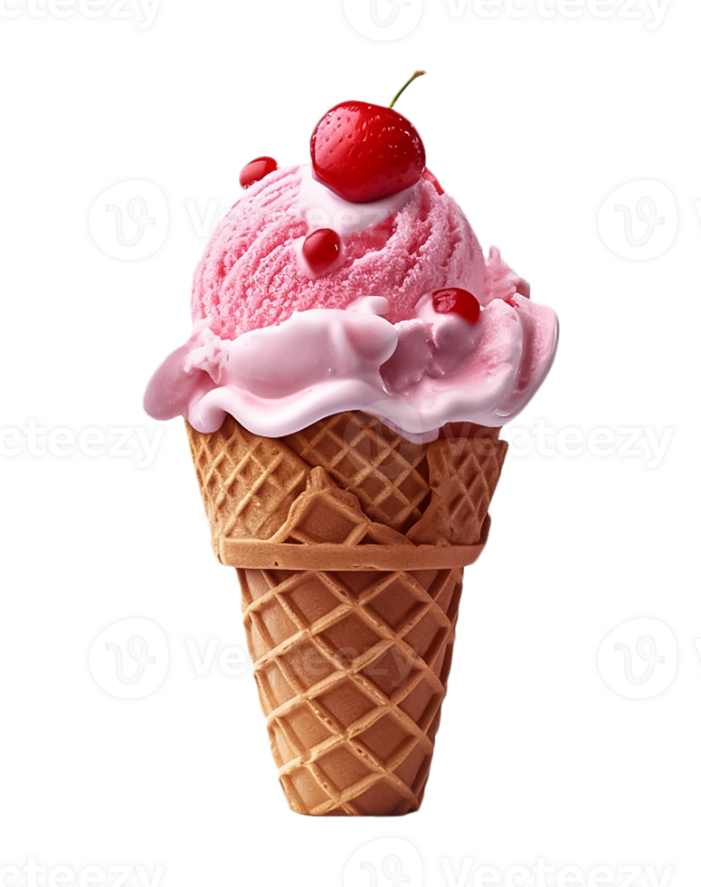 ice cream with cherry on top on a transparent background png
