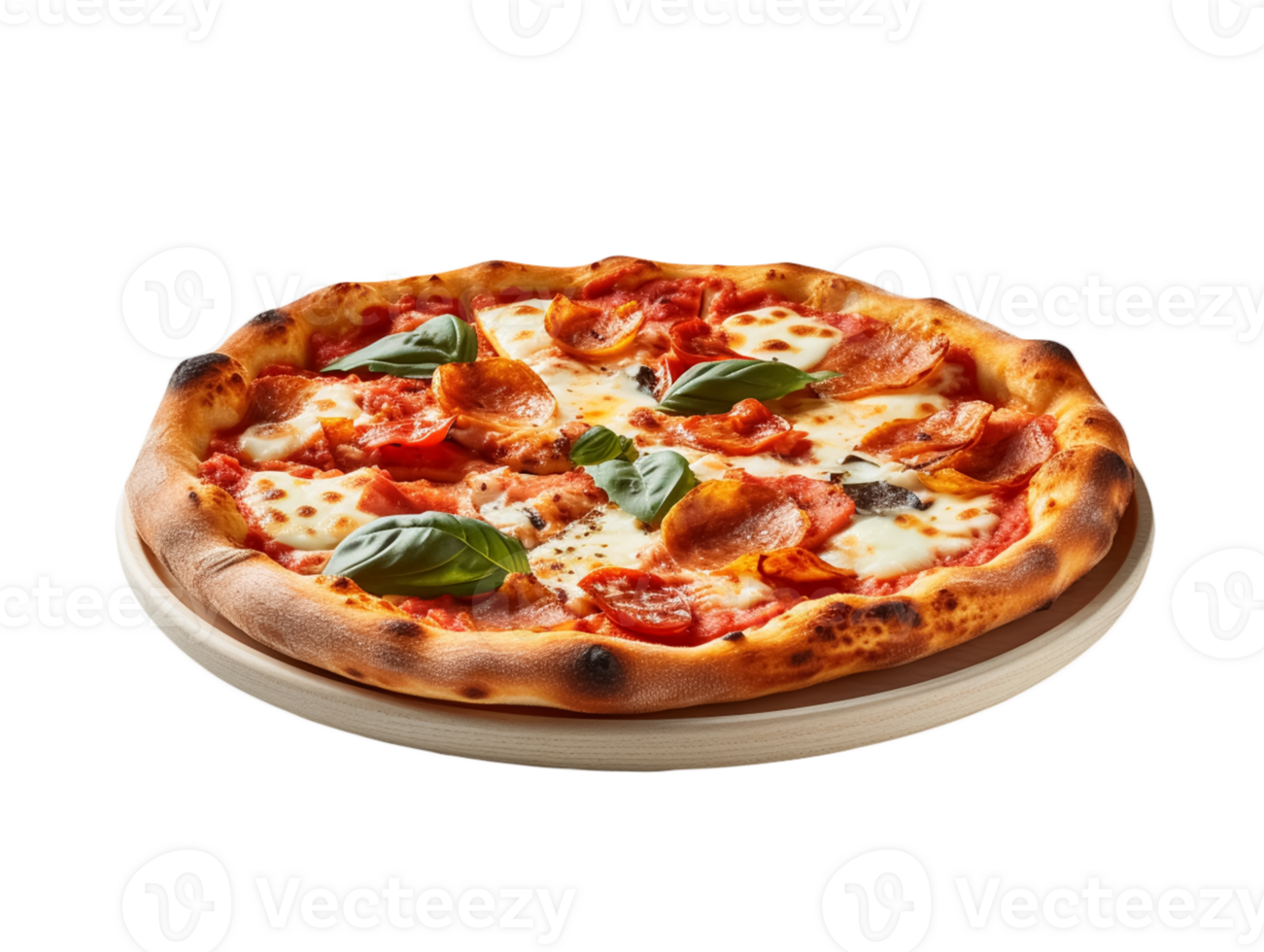 pizza with cheese and basil on a white plate png