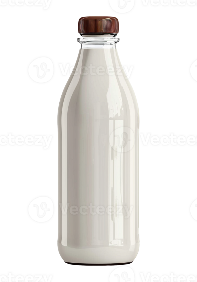 glass bottle of milk with dark brown cover png