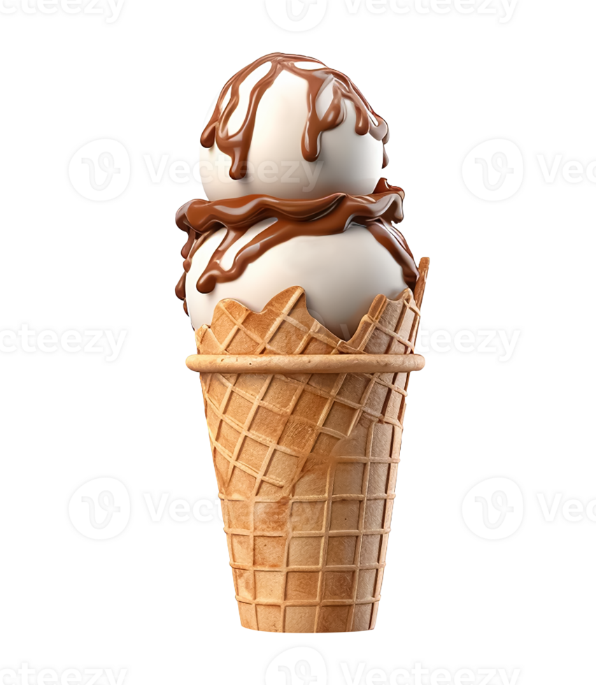 ice cream cone with chocolate and caramel on top png