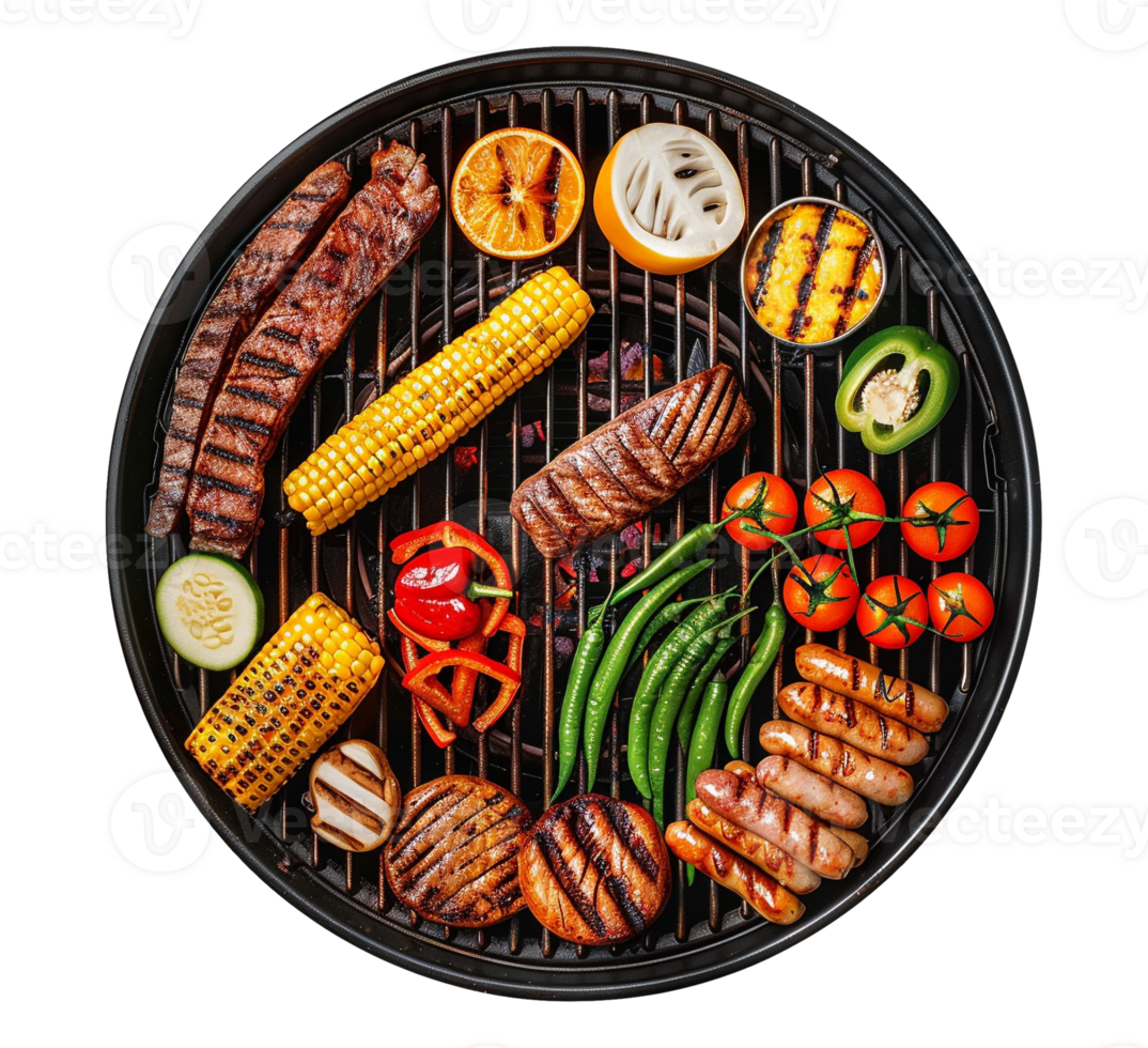 grilled meat and vegetables on a grill png